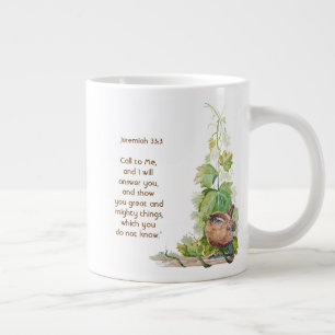 Jeremiah 33:3 Call to Me Bible Verse Wren Bird Large Coffee Mug