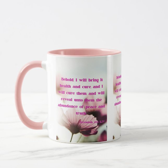 Jeremiah 33:6 KJV Bible Scripture Pic Two-Tone Mug (Left)