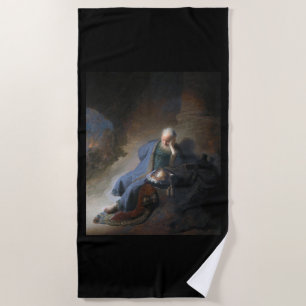 Jeremiah Destruction Jerusalem Bible Rembrandt Beach Towel