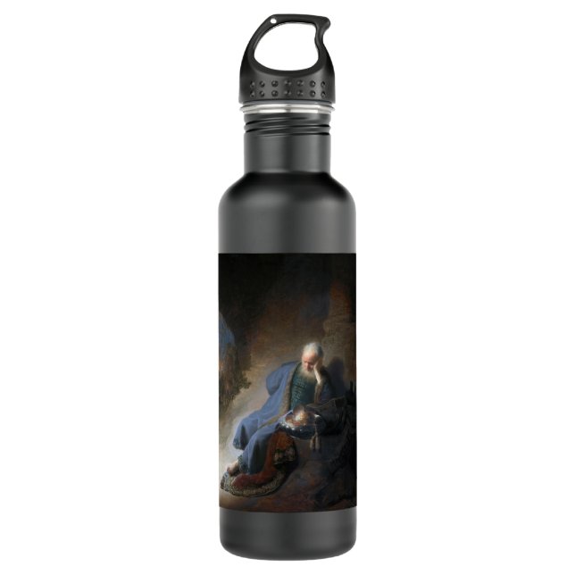 Jeremiah Lamenting on Fall of Jerusalem, Rembrandt 710 Ml Water Bottle (Front)