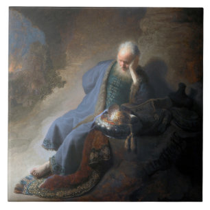 Jeremiah Lamenting on Fall of Jerusalem, Rembrandt Ceramic Tile