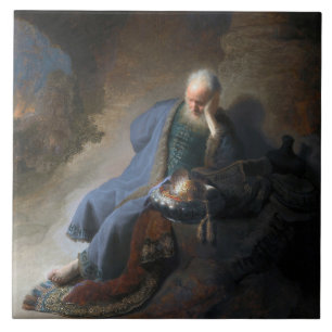 Jeremiah Lamenting on Fall of Jerusalem, Rembrandt Ceramic Tile