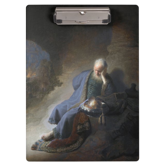 Jeremiah Lamenting on Fall of Jerusalem, Rembrandt Clipboard (Front)