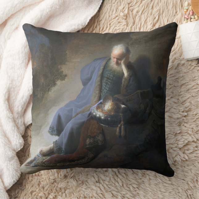 Jeremiah Lamenting on Fall of Jerusalem, Rembrandt Cushion (Blanket)