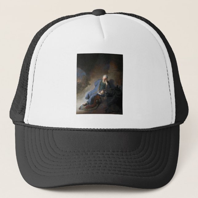 Jeremiah Lamenting on Fall of Jerusalem, Rembrandt Trucker Hat (Front)