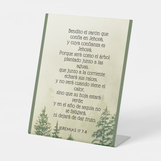 Jeremias 17:7-8 pedestal sign (Front)