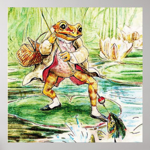 “Jeremy Fisher Catches a Fish” by Beatrix Potter Poster