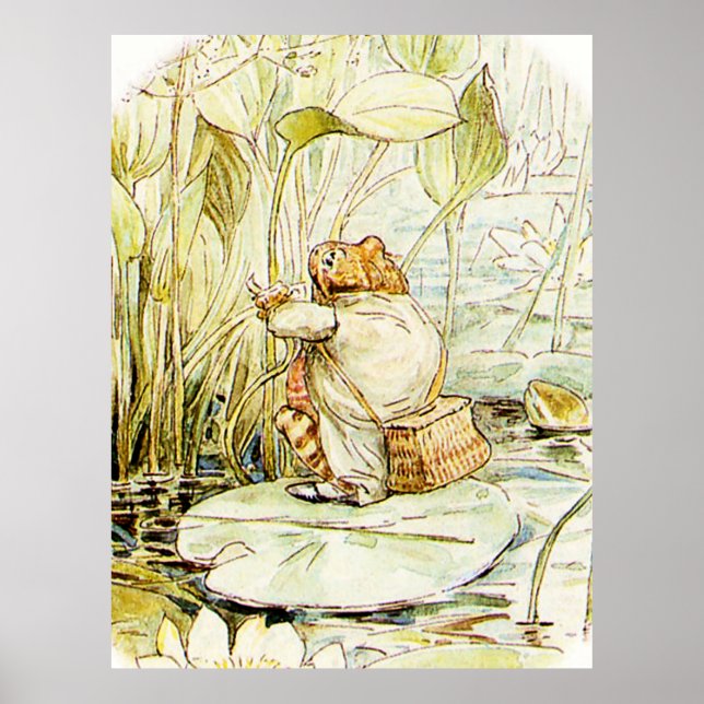 Jeremy Fisher on a Lily pad by Beatrix Potter Poster (Front)