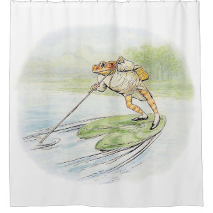Jeremy Fisher Poles on a Lily Pad Shower Curtain