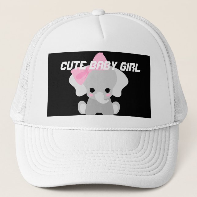 Jericho Italic font Custom Cute baby girl photo  Trucker Hat (Front)
