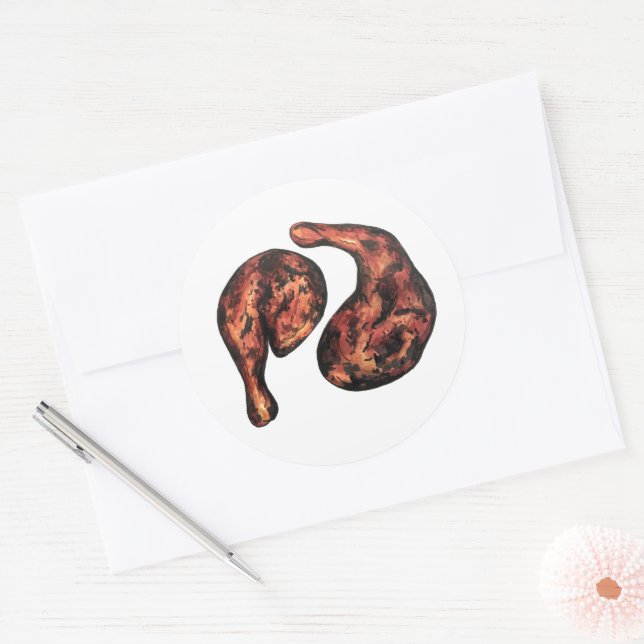 Jerk Chicken Caribbean West Indian Jamaican Food Classic Round Sticker (Envelope)