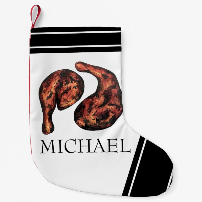 Jerk Chicken Leg Jamaican Caribbean Food Cuisine Small Christmas Stocking (Front)