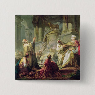 Jeroboam Sacrificing to the Golden Calf, 1752 15 Cm Square Badge