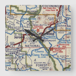 Jerome Arizona Vintage Map Square Wall Clock
