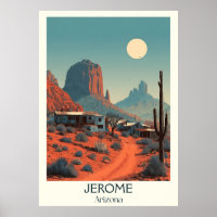 Jerome Arizona Vintage Travel Poster | Retro Ghost