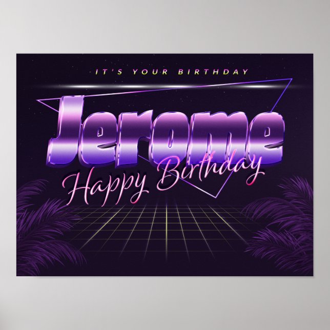 Jerome Name First name lila retro Poster Birthday (Front)