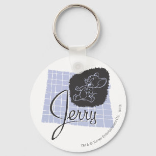 Jerry Black and Blue Script Key Ring