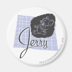 Jerry Black and Blue Script Magnet