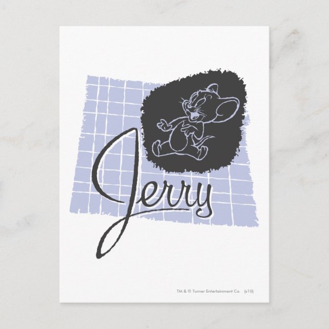 Jerry Black and Blue Script Postcard (Front)