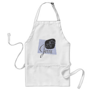 Jerry Black and Blue Script Standard Apron