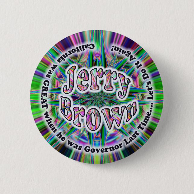 Jerry Brown 4 GOV button (Front)