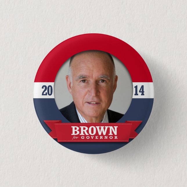 JERRY BROWN CAMPAIGN 3 CM ROUND BADGE (Front)