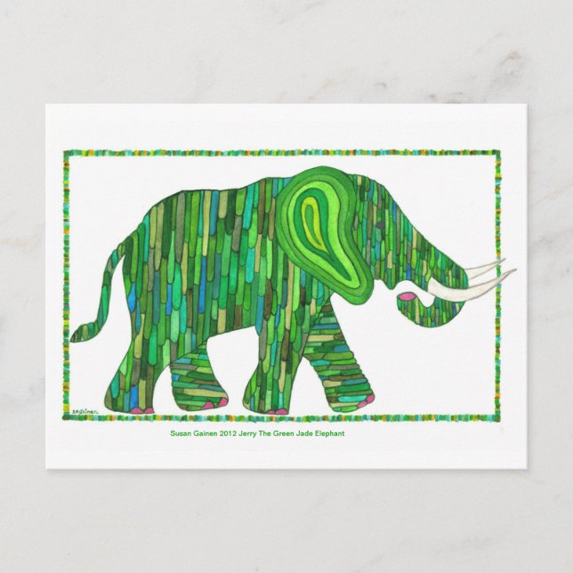 Jerry Green Jade Elephant Postcard (Front)
