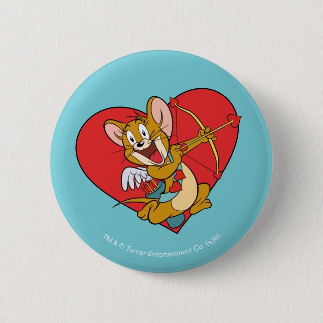 Jerry Mouse Dressed as Valentine Cupid 6 Cm Round Badge (Front)