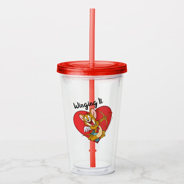 Jerry Mouse Dressed as Valentine Cupid Acrylic Tumbler (Front)