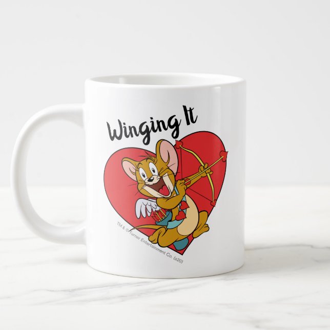 Jerry Mouse Dressed as Valentine Cupid Large Coffee Mug (Left)