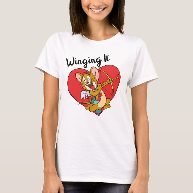 Jerry Mouse Dressed as Valentine Cupid T-Shirt (Front)