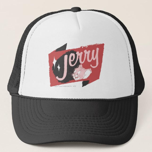 Jerry Red and Black Logo Trucker Hat (Front)