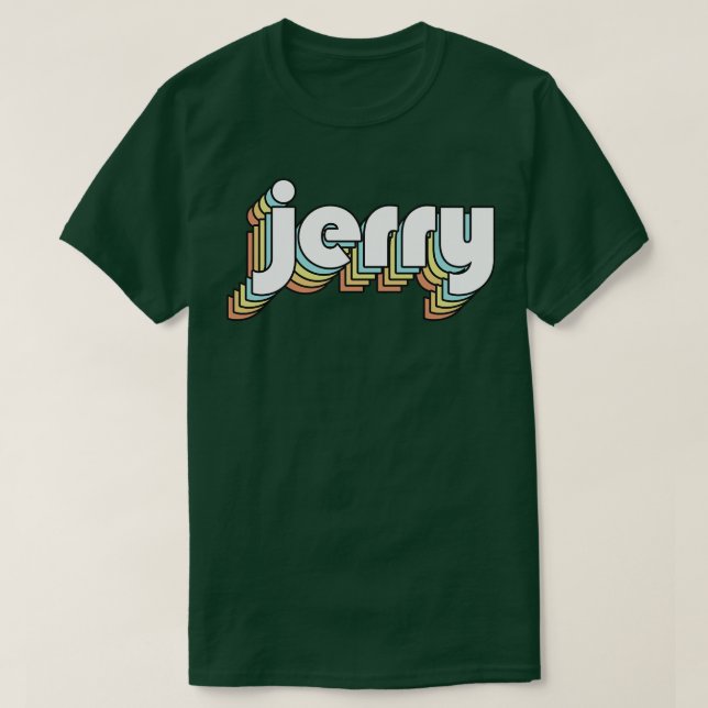 Jerry Retro Rainbow Typography Faded Style T-Shirt (Design Front)