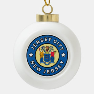 Jersey City New Jersey Ceramic Ball Christmas Ornament