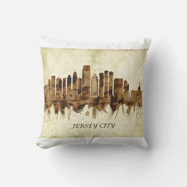 Jersey City New Jersey Cityscape Cushion (Front)