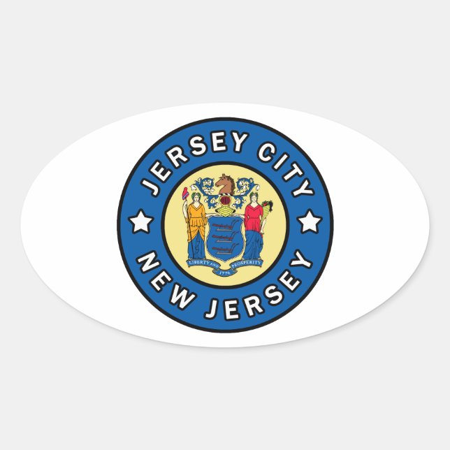 Jersey City New Jersey Oval Sticker (Front)