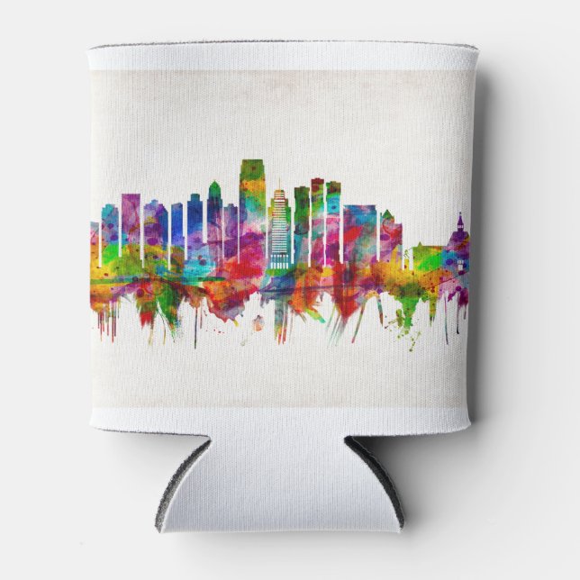 Jersey City New Jersey Skyline Can Cooler (Front)