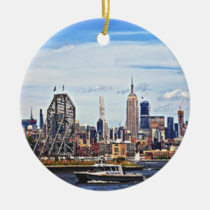 Jersey City NJ - Police Boat By Colgate Clock Ceramic Ornament