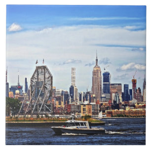 Jersey City NJ - Police Boat By Colgate Clock Ceramic Tile