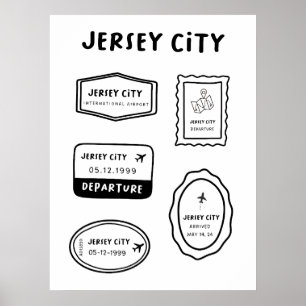 Jersey City - Travel Stamp Collection   Vintage De Poster