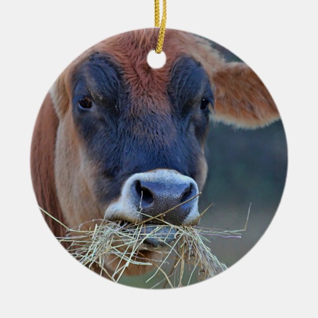 Jersey Cow Ceramic Tree Decoration (Front)