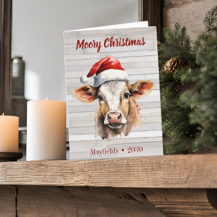 Jersey Cow "Moory Christmas" Folded Holiday Card