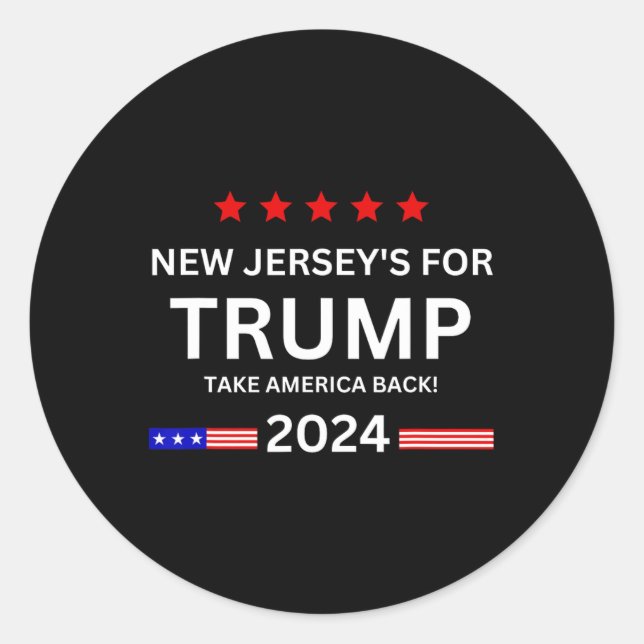 Jersey For Trump Take America Back 2024 Election  Classic Round Sticker (Front)