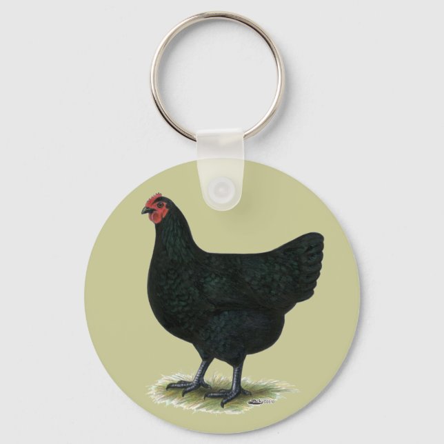 Jersey Giant:  Black Hen Key Ring (Front)