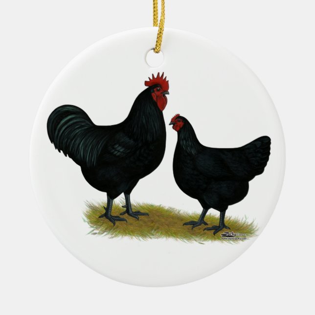 Jersey Giant Chickens Ceramic Tree Decoration (Front)