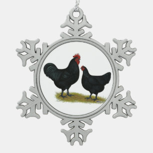 Jersey Giant Chickens Snowflake Pewter Christmas Ornament