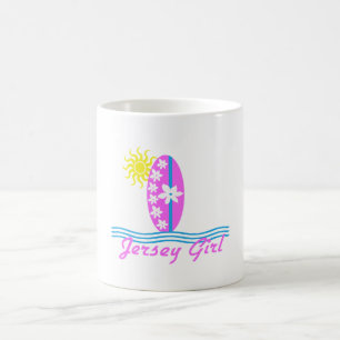 Jersey Girl baby Bodysuit Pink Surfboard W/Sun Coffee Mug