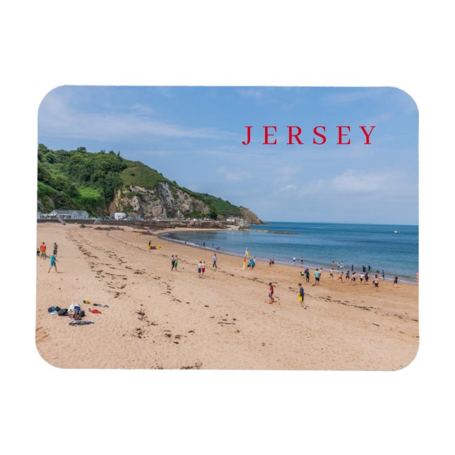 Jersey Greve de Lecq beach view fridge magnet (Horizontal)