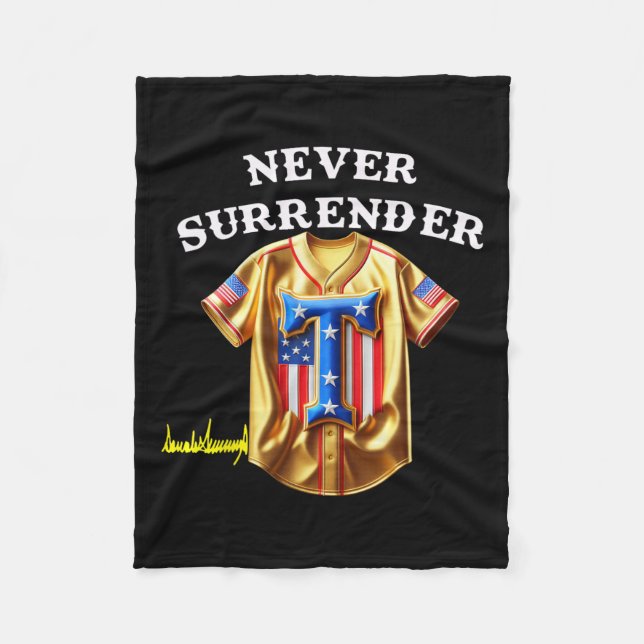 Jersey Never Surrender Pro Trump Fun Baseball Vint Fleece Blanket (Front)