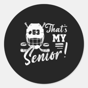 Jersey Number 53 Hockey Mom That's My Senior Hocke Classic Round Sticker